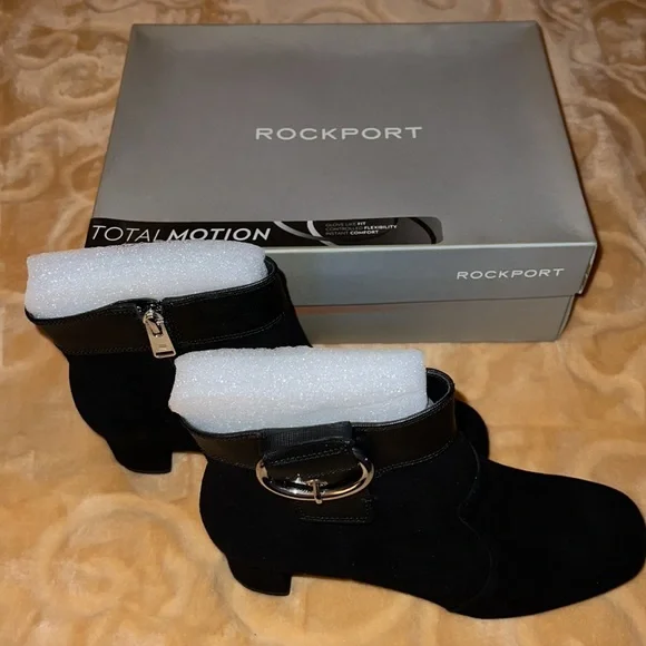 Womens Black Rockport Bootie w/decorative Buckle. 7W - Picture 9 of 11